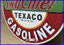 Vintage Texaco Sky Chief Porcelain Sign Texas Gasoline Gas Station Pump Plate Vintage Texaco Sky Chief Porcelain Sign Texas Gasoline Gas Station Pump Plate