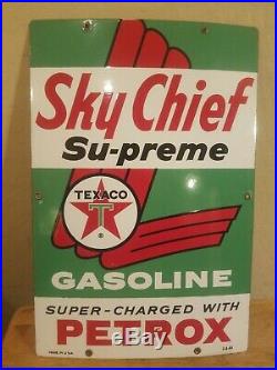 Vintage Texaco Sky Chief Su-preme Petrox Porcelain Metal Gas Pump Sign