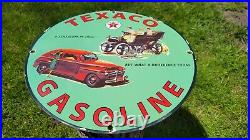 Vintage Texaco Star Motor Oil Gasoline Porcelain Enamel Gas Station Pump Sign