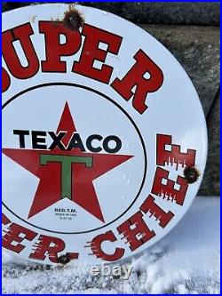 Vintage Texaco Super Gasoline Sign Sign, Gas Pump Porcelain Sign Plate Oil