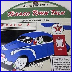 Vintage Texaco Talk Town Sign Gas Station Pump Porcelain Gasoline Sign