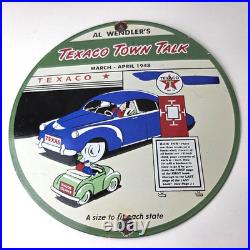 Vintage Texaco Talk Town Sign Gas Station Pump Porcelain Gasoline Sign