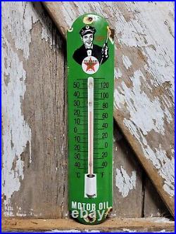 Vintage Texaco Thermometer Porcelain Sign Motor Oil Gas Station Pump Advertising Vintage Texaco Thermometer Porcelain Sign Motor Oil Gas Station Pump Advertising