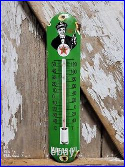 Vintage Texaco Thermometer Porcelain Sign Motor Oil Gas Station Pump Advertising Vintage Texaco Thermometer Porcelain Sign Motor Oil Gas Station Pump Advertising