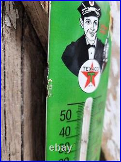 Vintage Texaco Thermometer Porcelain Sign Motor Oil Gas Station Pump Advertising Vintage Texaco Thermometer Porcelain Sign Motor Oil Gas Station Pump Advertising