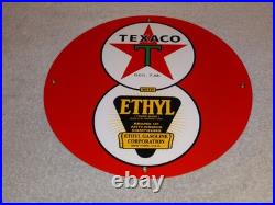 Vintage Texaco With Ethyl Gasoline 8 Ball? 11 3/4 Porcelain Metal Gas Oil Sign