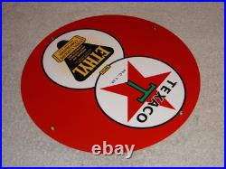 Vintage Texaco With Ethyl Gasoline 8 Ball? 11 3/4 Porcelain Metal Gas Oil Sign