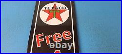 Vintage Texas Sign Free Air Texaco Gasoline Gas Oil Pump Shop Porcelain Sign