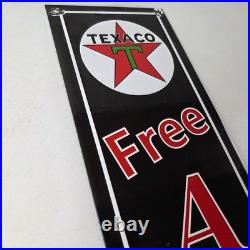 Vintage Texas Sign Free Air Texaco Gasoline Pump Shop Porcelain Sign