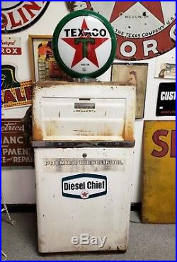 Vintage Tokheim 485-e Texaco Diesel Chief Gas Pump Patina w Globe Station