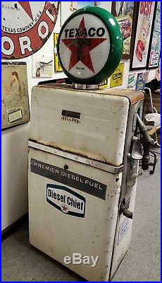 Vintage Tokheim 485-e Texaco Diesel Chief Gas Pump Patina w Globe Station