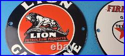 Vintage Two Gasoline Porcelain Texaco & Lion Gas Service Station Pump Signs 6 Vintage Two Gasoline Porcelain Texaco & Lion Gas Service Station Pump Signs 6