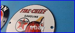 Vintage Two Gasoline Porcelain Texaco & Lion Gas Service Station Pump Signs 6 Vintage Two Gasoline Porcelain Texaco & Lion Gas Service Station Pump Signs 6