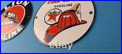 Vintage Two Gasoline Porcelain Texaco & Lion Gas Service Station Pump Signs 6 Vintage Two Gasoline Porcelain Texaco & Lion Gas Service Station Pump Signs 6