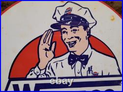 Vintage Wareco Porcelain Sign Gasoline Gas Pump Plate Station Texaco Texas 12