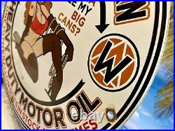Vintage Wilmas Western Motor Oil Porcelain Sign Lube Gas Pump Station