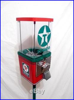 Vintage gumball machine TEXACO GASOLINE gas pump machine +stand