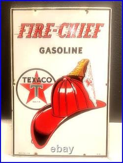 Vintage original 1941 TEXACO FIRE CHIEF GASOLINE porcelain gas pump SIGN, 3-41