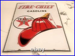 Vintage original 1941 TEXACO FIRE CHIEF GASOLINE porcelain gas pump SIGN, 3-41