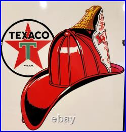 Vintage original 1951 TEXACO FIRE CHIEF GASOLINE porcelain gas pump SIGN