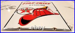 Vintage original 1951 TEXACO FIRE CHIEF GASOLINE porcelain gas pump SIGN