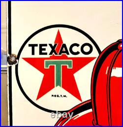 Vintage original 1951 TEXACO FIRE CHIEF GASOLINE porcelain gas pump SIGN