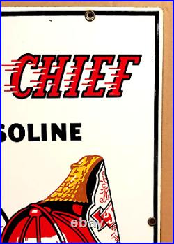 Vintage original 1961 TEXACO FIRE CHIEF GASOLINE porcelain gas pump SIGN 3-10-61