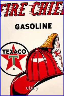 Vintage original 1961 TEXACO FIRE CHIEF GASOLINE porcelain gas pump SIGN 3-10-61