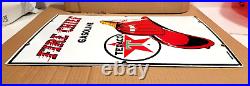 Vintage original 1961 TEXACO FIRE CHIEF GASOLINE porcelain gas pump SIGN 3-10-61