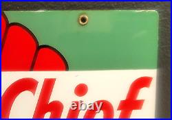 Vintage original 1961 TEXACO SKY CHIEF Supreme GASOLINE porcelain gas pump SIGN