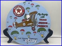 Vintage''texaco Aviation'' Gas & Oil Pump Plate 12 Inches Porcelain Sign