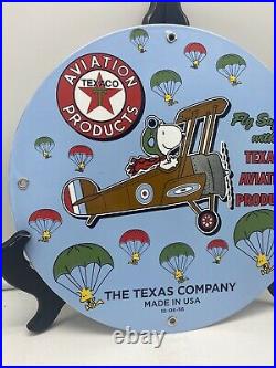 Vintage''texaco Aviation'' Gas & Oil Pump Plate 12 Inches Porcelain Sign
