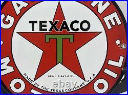 Vintage''texaco'' Gas & Oil Pump Plate 12 Inches Porcelain Enameled Sign