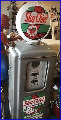 Vintage unrestored Texaco Sky Chief Tokheim Gas Pump mid century visible sign