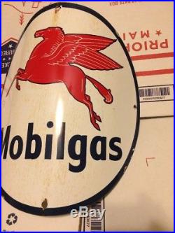 Visible Gas Pump Porcelain Sign Mobilgas Mobil Station Advertisement