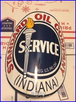 Visible Gas Pump Porcelain Sign Standard Oil Service Co Station Advertisement