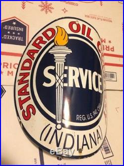 Visible Gas Pump Porcelain Sign Standard Oil Service Co Station Advertisement