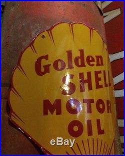 Visible Shell Gas Pump Gasoline Porcelain Sign Gulf Texaco Dino Station