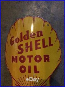 Visible Shell Gas Pump Gasoline Porcelain Sign Gulf Texaco Dino Station
