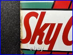 Vtg 1940 Texaco Sky Chief Gasoline Porcelain Sign Gas Pump Plate 17.75 9-40