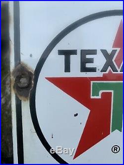 Vtg 1962 Texaco Gas Station Fire Chief Porcelain Gas Pump Sign 3-1-62 18x12