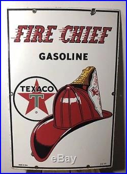 Vtg Original 1962 Texaco Fire Chief Gasoline Gas Pump Plate Porcelain Sign Nice