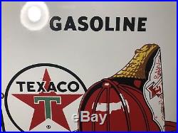 Vtg Original 1962 Texaco Fire Chief Gasoline Gas Pump Plate Porcelain Sign Nice
