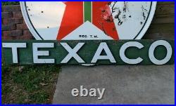 Vtg Original 95 Texaco Letters Service Station Gas Oil Pump Porcelain Wood Sign