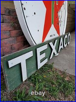 Vtg Original 95 Texaco Letters Service Station Gas Oil Pump Porcelain Wood Sign