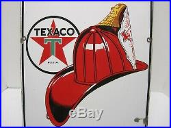 Vtg TEXACO Fire-Chief Porcelain Gas Pump SignMeasures 18 X 12Circa 3/1940