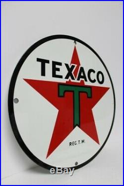 Vtg Texaco Motor Oil Service Gas Porcelain Sign Lubester Pump Plate 11 3/4