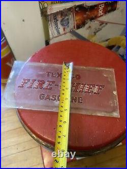 Vtg old 1940s original texaco Fire Chief Gas Pump Sign Painted Ad Glass Part